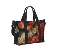 Borsa a mano da viaggio per donne e uomini, con stampa di fiori e farfalle, borsa da viaggio pieghevole per viaggi nel fine settimana