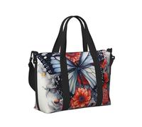 Borsa a mano da viaggio per donne e uomini, con stampa di fiori e farfalle, borsa da viaggio pieghevole per viaggi nel fine settimana