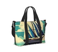 Borsa a mano da viaggio per donne e uomini con stampa di navi a vela per borsa portatile pieghevole per viaggi di fine settimana