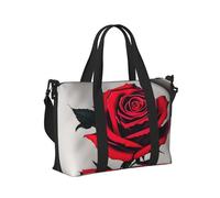 Borsa a mano da viaggio per donne e uomini, con stampa di rose rosse, borsa pieghevole portatile per viaggi nel fine settimana