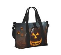 Borsa a mano da viaggio per donne e uomini con stampa di zucca fantasma di Halloween per borsa portatile pieghevole per viaggi di fine settimana