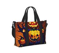 Borsa a mano da viaggio per donne e uomini con stampa zucca di Halloween per borsa portatile pieghevole per viaggi di fine settimana