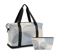 Borsa a mano da viaggio rotonda colorata a pois grigia moderna borsa da viaggio per la notte Tote e bagaglio con tracolla regolabile per viaggio multifunzionale, Polka Dot colorato rotondo Moderno