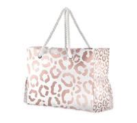 Borsa a mano di grande capacità per animali leopardo di bellezza in oro rosa, grande con tasche laterali, borse per il lavoro, borsa da spiaggia, borsa da piscina, borsa da lavoro, borsa da lavoro