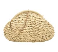 Borsa a mano di paglia alla moda con disegno di gnocco bollito borsa a mano da spiaggia borsa da sera casual da donna borsa a tracolla con ampio spazio, beige, Massiva bellezza