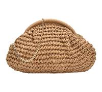 Borsa a mano di paglia alla moda con disegno di gnocco bollito borsa a mano da spiaggia borsa da sera casual da donna borsa a tracolla con ampio spazio, Kaki, Massiva bellezza