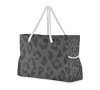 Borsa a mano grande capacità con stampa leopardata grigia con tasche laterali per sport weekend borsa da spiaggia borsa da lavoro borsa da shopping