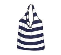 Borsa a mano grande da donna - Borse alimentari leggere riutilizzabili a righe blu navy e bianche borse per la spesa borse in tessuto, borse da lavoro spiaggia viaggio con