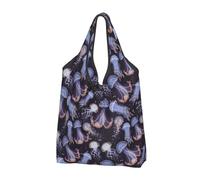 Borsa a mano grande da donna borse per generi alimentari leggere e riutilizzabili con stampa medusa blu borse per la spesa in tessuto per lavoro spiaggia viaggio con manici