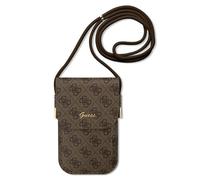 Borsa a mano Guess 4G con logo in metallo, colore marrone.