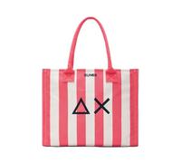 Borsa a mano in cotone con motivo a righe, colore: Rosa SUN68