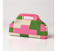 Borsa a mano in maglia rosa, verde e bianco con chiusura a bacio, piccolo zaino di moda campus, adatto per feste, vacanze, pendolarismo quotidiano e shopping, anche come regalo per il ritorno a scuola