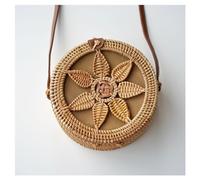 Borsa a mano in paglia stile quadrato rotondo a in rattan da donna spiaggia intrecciata a(Seven leaves zgj-E)