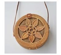 Borsa a mano in paglia stile quadrato rotondo a in rattan da donna spiaggia intrecciata a(Seven leaves wjx-E)