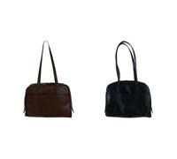 Borsa a mano in pelle PU retrò spaziosa borsa ascellare per le donne casual e uso ufficio, Caffè+nero, 480.00x260.00x220.00mm/18.9x10.24x8.66inch, alla moda