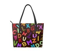 Borsa a mano in pelle vegana con lettere colorate, per l'apprendimento e l'istruzione, con manico superiore, grande borsa a tracolla per tutti i giorni, lavoro e viaggi