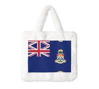Borsa a mano in peluche con bandiera delle Isole Cayman, perfetta per autunno e inverno, ideale come portamonete, regalo ideale per Natale e San Valentino, bianco, taglia unica