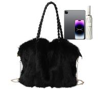 Borsa a mano in peluche da donna fuzzy - Bors da 13,0 pollici, borsa in poliestere peluche | Spalla in soffice pelliccia sintetica per le donne, viaggi, shopping, escursionismo, avventura all'aria
