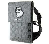 Borsa a mano Karl Lagerfeld Saffiano Monogram Choupette color argento