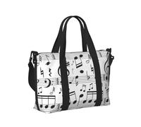 Borsa a mano leggera con stampa di note musicali, da donna, da viaggio, per fine settimana, vacanze, brevi viaggi