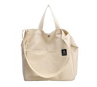 Borsa a mano per il lavoro Borsa di tela robusta Borsa personalizzata per le donne 3/4 Go frizione e catena, bianco, Taglia unica