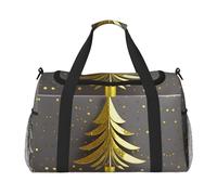 Borsa a mano per la notte con albero di Natale dorato glitterato, per donne e uomini, perfetta per frequent flyer, Nero , Taglia unica