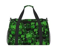 Borsa a mano per la notte di San Patrizio con foglie, per donne e uomini, perfetta per frequent flyer, Nero , Taglia unica