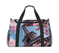 Borsa a mano pieghevole con stampa Torre Eiffel di Parigi e pittura a olio con cerniera impermeabile per le gite del fine settimana
