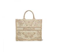 Braccialini Queen Borsa tote dalle grandi dimensioni con doppio manico, realizzata in tessuto con ricami esclusivi e motivi barocchi, dettaglio di farfalle e fiori con logo ricamato.