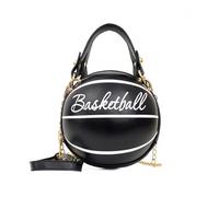 Borsa a mano rotonda da donna alla moda, borsa a tracolla in similpelle in stile basket/calcio 02