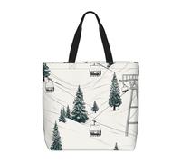 Borsa A Mano Ski Lift With Fir Tree Borsa Da Spiaggia Ecologica Riutilizzabile Borse A Spalla Per Viaggi Casa Shopping