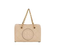 Borsa a mano Tory Burch Fleming Soft Mini Chain in pelle beige