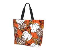 Borsa A Mano Various Pumpkins Leopard Orange White Borsa Spesa Pieghevole Riutilizzabile Borsetta Per Donna Ufficio Viaggi