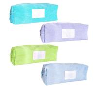 Borsa A Matita A Velluto A 4 Pezzi, Custodia A Matita Portatile, Forniture Di Studio E Ufficio, Borsa A Matita Di Grande Capacità, Borsa A Matita Per Ragazze.