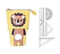 Borsa A Matita Da 1 Pezzi Lion E 1 Set Di Sovrano, Borsa Per Matita Carina Creativa, Custodia A Matita Retrattile, Cartoleria Per Studenti, Materiali Scolastici.