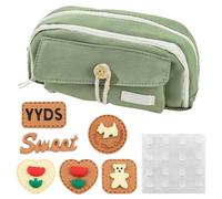 Borsa A Matita Verde Da 1 Pezzi, Decorazioni Da 6 Pezzi E 12 Pezzi Di Pasta Di Colla, Semplice Custodia A Matita, Cartoleria Per Studenti, Borsa A Matita Multi-Componente.