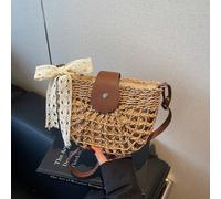 Borsa a mezzaluna in paglia stile Boho, elegante e di moda per le donne, accessorio di stile per la spiaggia estiva 2024, adatto per la moda back to school, perfetto per un uso quotidiano rinfrescante