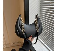 Borsa a mezzaluna mini di , 1 pezzo, colore unito con decorazione a catena in rilievo, materiale PU, borsa a spalla elegante e portatile con cerniera, adatta per ragazze per viaggi e uso quotidiano Po
