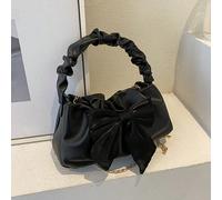 Borsa a mezzaluna plissettata alla moda, decorata con sciarpa e fiocco, borsa casual piccola da donna, con catena in metallo per la spalla, può essere indossata sulla spalla o a tracolla, a forma di n