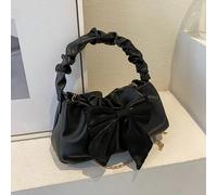 Borsa a mezzaluna plissettata alla moda, decorata con sciarpa e fiocco, borsa casual piccola da donna, con catena in metallo per la spalla, può essere indossata sulla spalla o in diagonale, a forma di