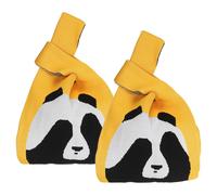Borsa a Polso in Maglia 2Pz, Graziosa Borsetta per Panda Giallo