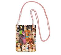 Borsa a portafoglio con molti cani carini da donna, custodia per telefono cellulare con tracolla rosa custodia da viaggio