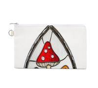 Borsa a portafoglio in tela, a forma di goccia in vetro colorato con stampa di funghi, portamonete con cerniera, piccola borsa per cosmetici