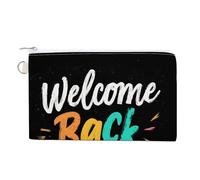 Borsa a portafoglio in tela, borsa portamonete con stampa di benvenuto a scuola, borsa per cambio cerniera, piccola borsa cosmetica