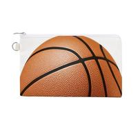 Borsa a portafoglio in tela, Borsa portamonete con stampa palla da basket, Borsa per cambio cerniera, piccola borsa cosmetica