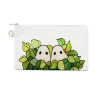 Borsa a portafoglio in tela, due simpatici fantasmi in vaso verde con stampa di vaso per piante, portamonete con cerniera, piccola borsa per cosmetici