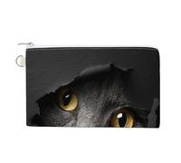Borsa a portafoglio in tela, gatto che sbircia attraverso un foro stampa portamonete, borsa per cambio cerniera, piccola borsa cosmetica
