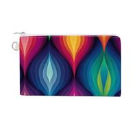 Borsa a portafoglio in tela, motivo geometrico a goccia arcobaleno con stampa di colori arcobaleno, portamonete con cerniera, piccola borsa per cosmetici