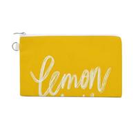 Borsa a portafoglio in tela, Parole Lemon Day su portamonete con stampa gialla, borsa per cambio cerniera, piccola borsa cosmetica