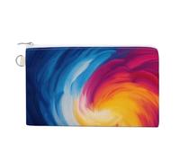 Borsa a portafoglio in tela, portamonete astratto dinamico vorticoso multicolore con nuvole stampate, portamonete con cerniera, piccola borsa per cosmetici